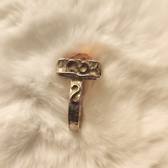 Orange Crystal and Silver Ring - Picture 6 of 8